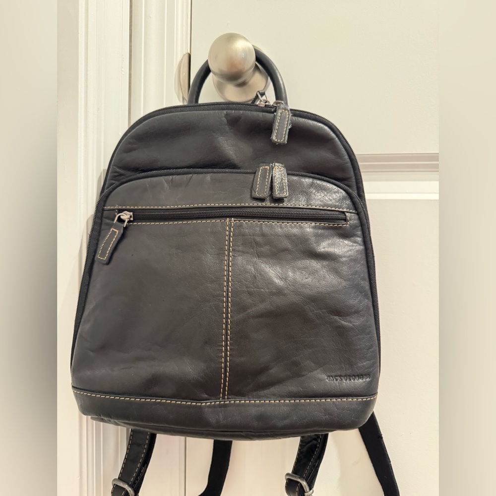Elegant Black Leather Backpack for Men